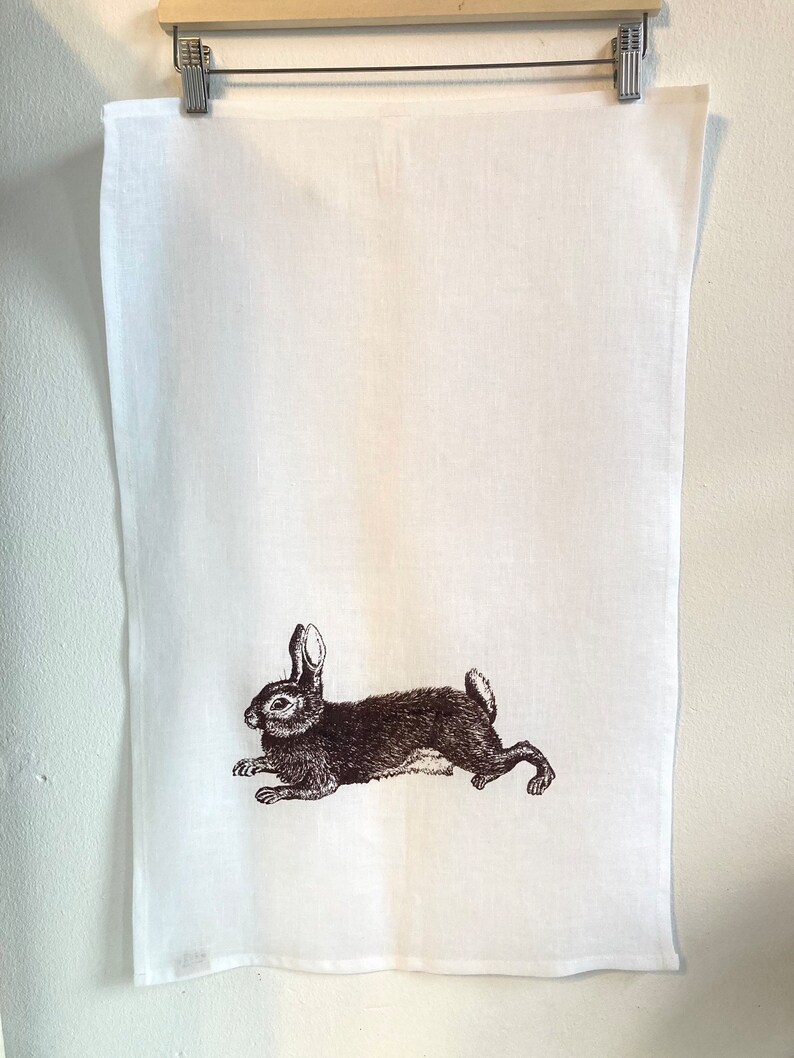 Tea towel of pure linen with rabbits, kitchen towel, Easter gift under 20 Euro, kitchen towel, picnic towel, dough cloth, kitchen image 2