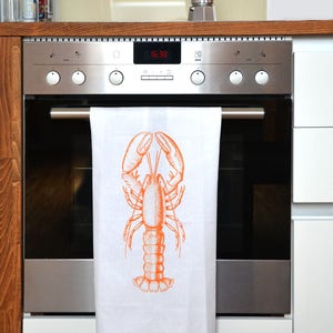 Gift for him 20 Euro, present for the house-warming party, tea towel, hand printed with screen print, pure linen, lobster image 1