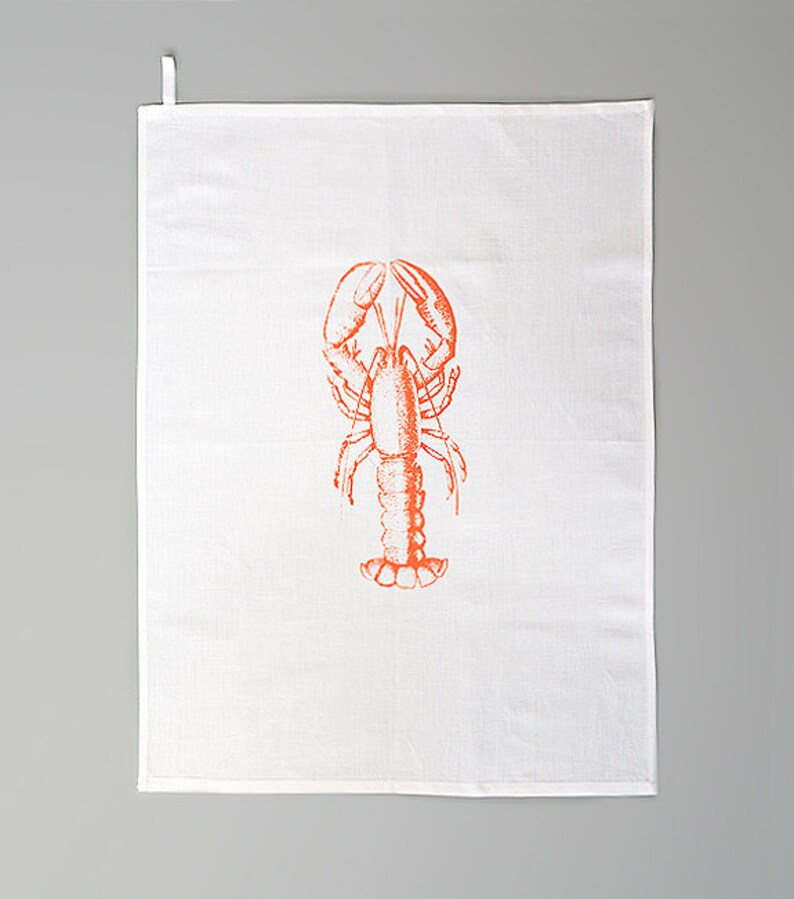 Gift for him 20 Euro, present for the house-warming party, tea towel, hand printed with screen print, pure linen, lobster image 2