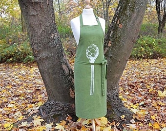 Mother's Day presant! Apron, pure linen with rabbit, eco friendly colors, unisizze