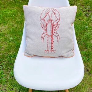 Linen pillow with deer, drawn and silkscreen printed, 50 cm x 50 cm, feather filling included