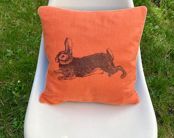 Linen cushions with screen printing, animal illustration, sofa cushions, individual gift under 50 euros, rabbit, pet, designer pillows, linen