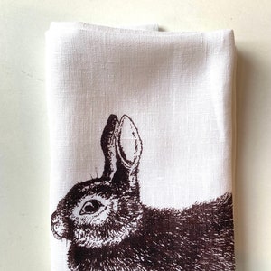 Tea towel of pure linen with rabbits, kitchen towel, Easter gift under 20 Euro, kitchen towel, picnic towel, dough cloth, kitchen Tuchfarbe: weiß