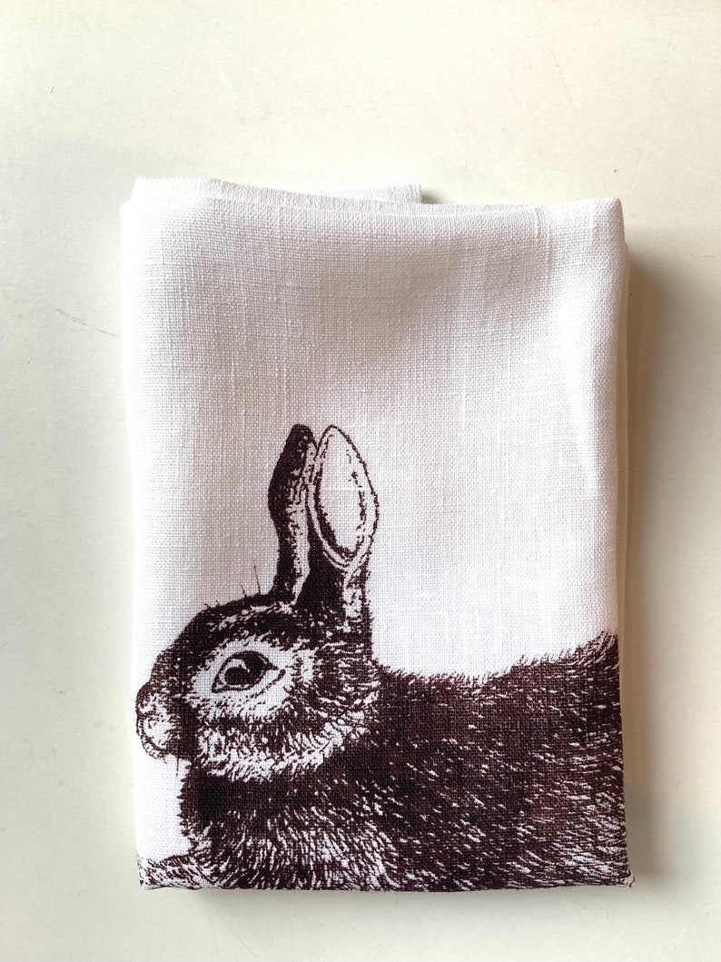 Tea towel of pure linen with rabbits, kitchen towel, Easter gift under 20 Euro, kitchen towel, picnic towel, dough cloth, kitchen Tuchfarbe: weiß