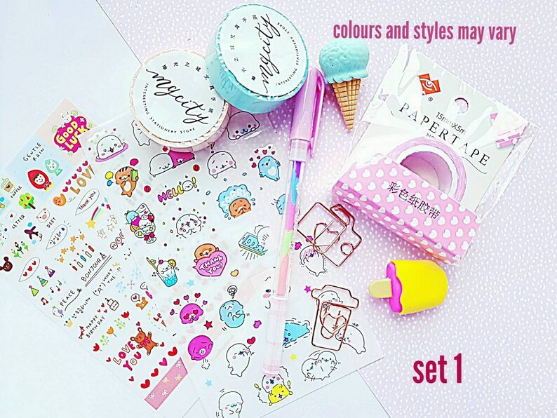 Kawaii Stationery Pastel Stationery Rainbow Pens Kawaii Etsy