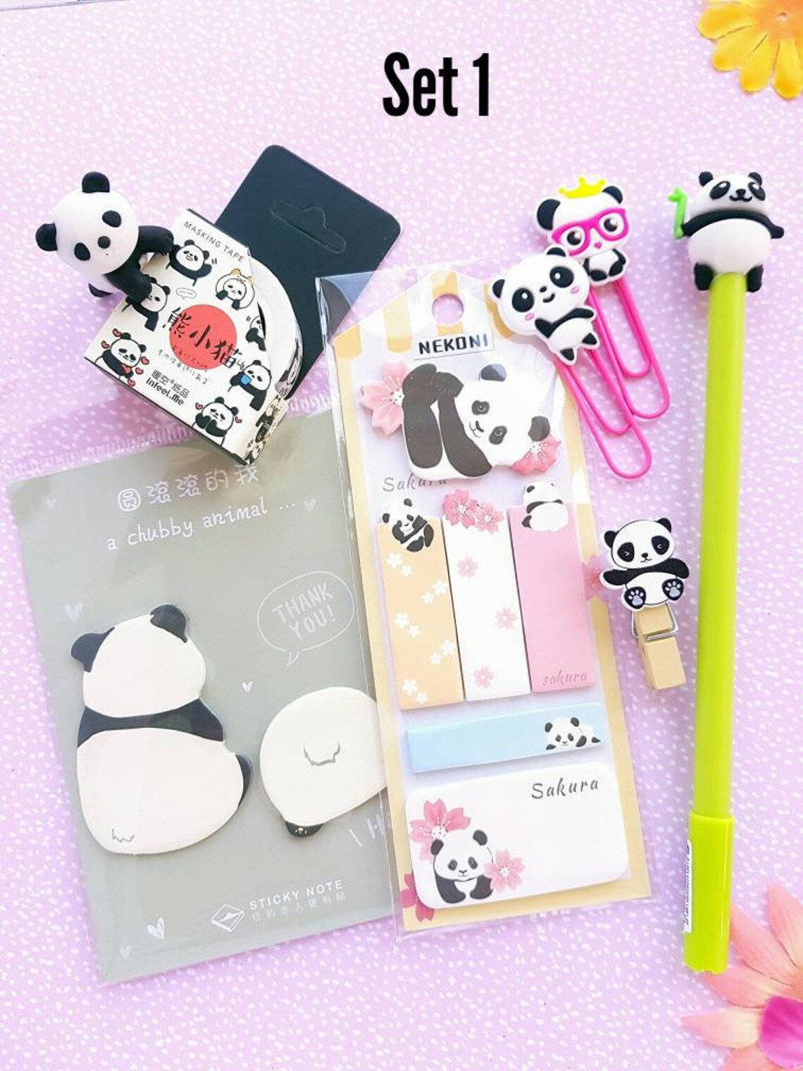 Panda Stationery Panda Washi Tape Panda Sticky Notes Panda Etsy