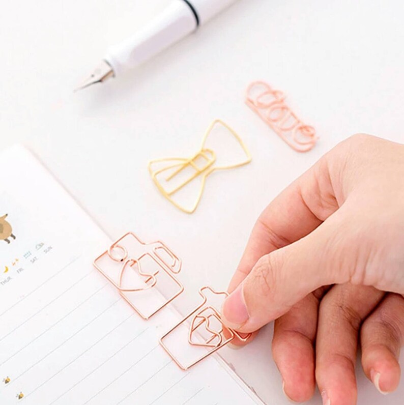 Gold Paper Clips Paper Clip UK Paper Clips Bookmark Rose Etsy UK