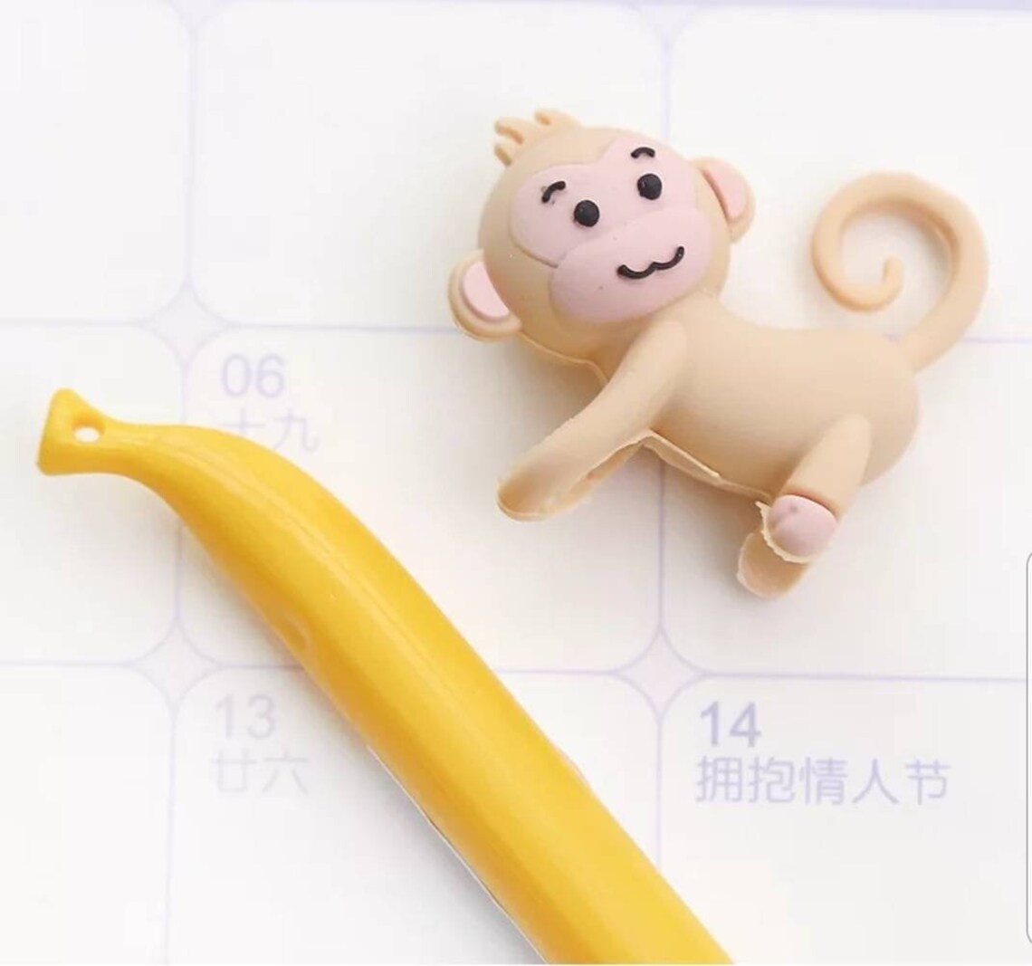Animal Pens Jungle Stationery Monkey Eraser Monkey Pen Etsy UK