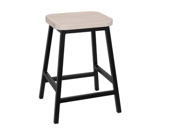 Black Farmhouse Counter Stool With Pickled White Seat, Barstool, Bar Stool, Dining Chair, Pub Stool, Shop Stool, Kitchen Barstool 1470747340