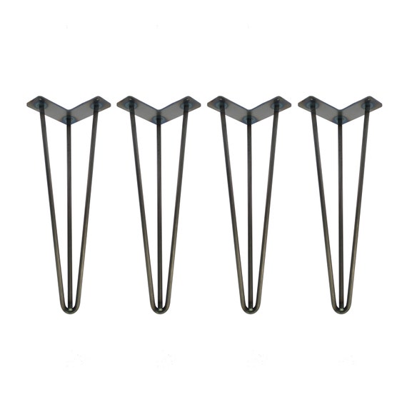 4"-30" Hairpin 3 rod Legs Set of 4 Black Heavy Duty Table Legs for Industrial 