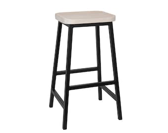 Pickled White Barstool, Bar Stool, Counter Stool, Pub Stool, Shop Stool, Industrial Stool, Wood Stool, Desk Seat, Chair, Kitchen Bar Seating