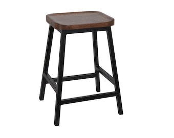 Black Counter Stool With Walnut Seat, Barstool, Bar Stool, Dining Chair, Pub Stool, Kitchen Barstool, Table Chair, Bar Seating 1151682758