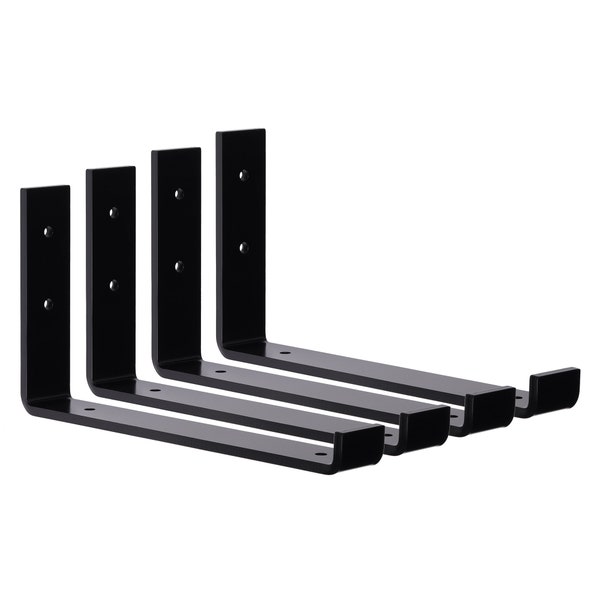 4 Pack Shelf Bracket, Floating Shelf Bracket, Metal Shelf Bracket, Shelving, Black Shelf Bracket, Iron Shelf Bracket, 1071813003-0.25x1.5