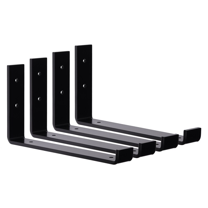 4 Pack Shelf Bracket, Floating Shelf Bracket, Metal Shelf Bracket, Shelving, Black Shelf Bracket, Iron Shelf Bracket, 1071813003-0.25x1.5 image 1