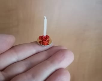 Miniature christmas white candle, 1:12 scale