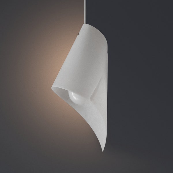 Lámpara de fibra de vidrio, lámpara blanca lechosa, candelabro de Origami, iluminación de papel, dormitorio nórdico, luz minimalista, cristal para sala de estar
