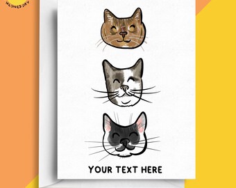 Cat Birthday Card A6 Greeting Card - Cat Card, Cat Lover, Card from the Cat, Personalised Card, Personalised Name, Your Text Here