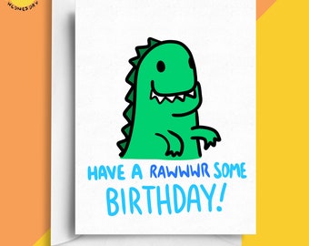 Dinosaur Roar Birthday Card - Funny Birthday Card, Dinosaur Card, Card for Son, Husband, Wife, Daughter, Humour Card, Joke