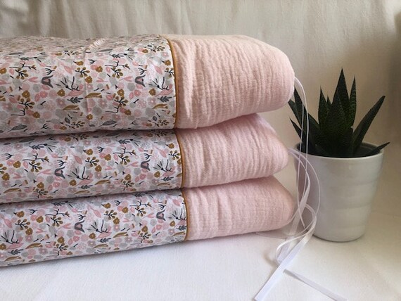 Tour De Lit Bebe 3 Panneaux Plats Liberty Rose Et Gris Et Etsy