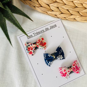 Lot 3 Liberty magic barrettes, anti-slip barrettes, girly bow for fine hair - girl's birth gift, Baptism, birthday, Christmas baby