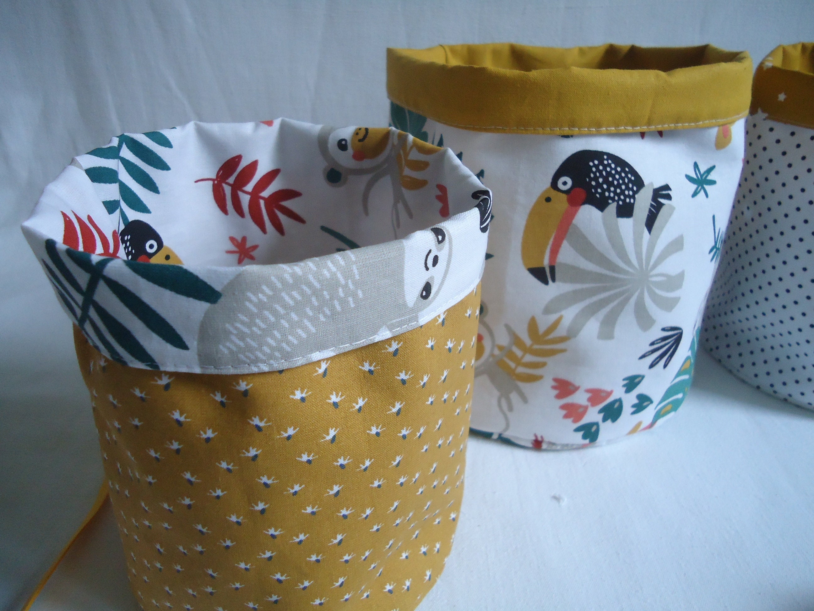 Corbeille à Couches Tropicale, Panière Tissu Grand Modèle Garçon, Déco Chambre Bébé, Cadeau Naissanc