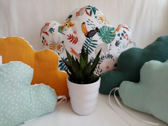 Tour De Lit Nuages Bebe Theme Tropicool Jaune Moutarde Et Etsy France