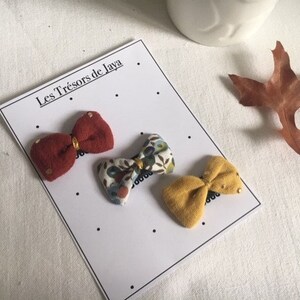 Lot 3 Magic barrettes, anti-slip barrettes, autumn double gauze bows, fine hair, girl birth gift, baby Christmas, magical Christmas photo 5