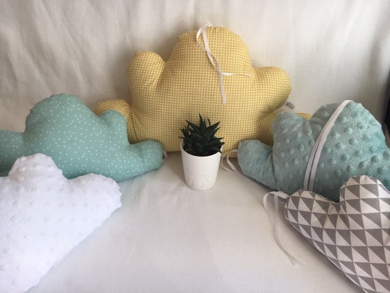 Tour de lit nuages bébé 5 coussins jaune moutarde vert | Etsy