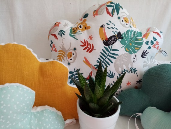 Tour De Lit Nuages Bebe Theme Tropicool Jaune Moutarde Et Etsy