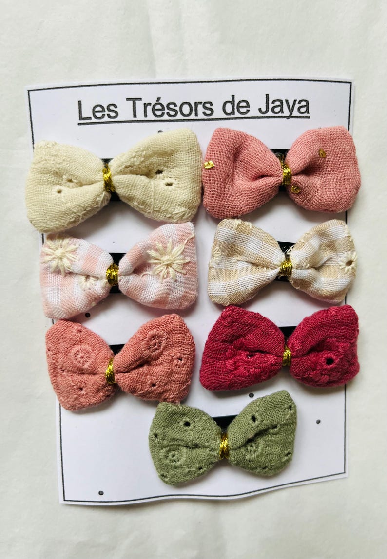 Magic baby hair clip, non-slip barrette, double gauze bow embroidered with small flowers, for fine hair, sold individually, for newborn girls, for baby Christmas image 11