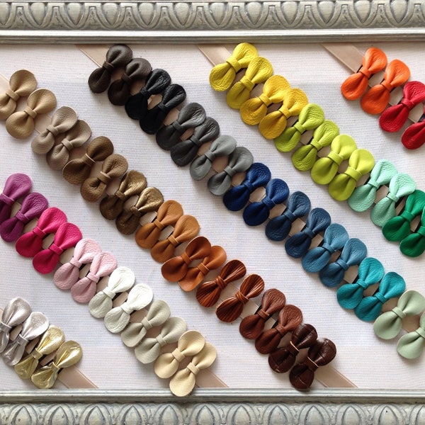 Barrette noeud cuir, couleur au choix - Idée cadeau fillette, anniversaire, Noël, cadeau maman, fête des mères, Pâques