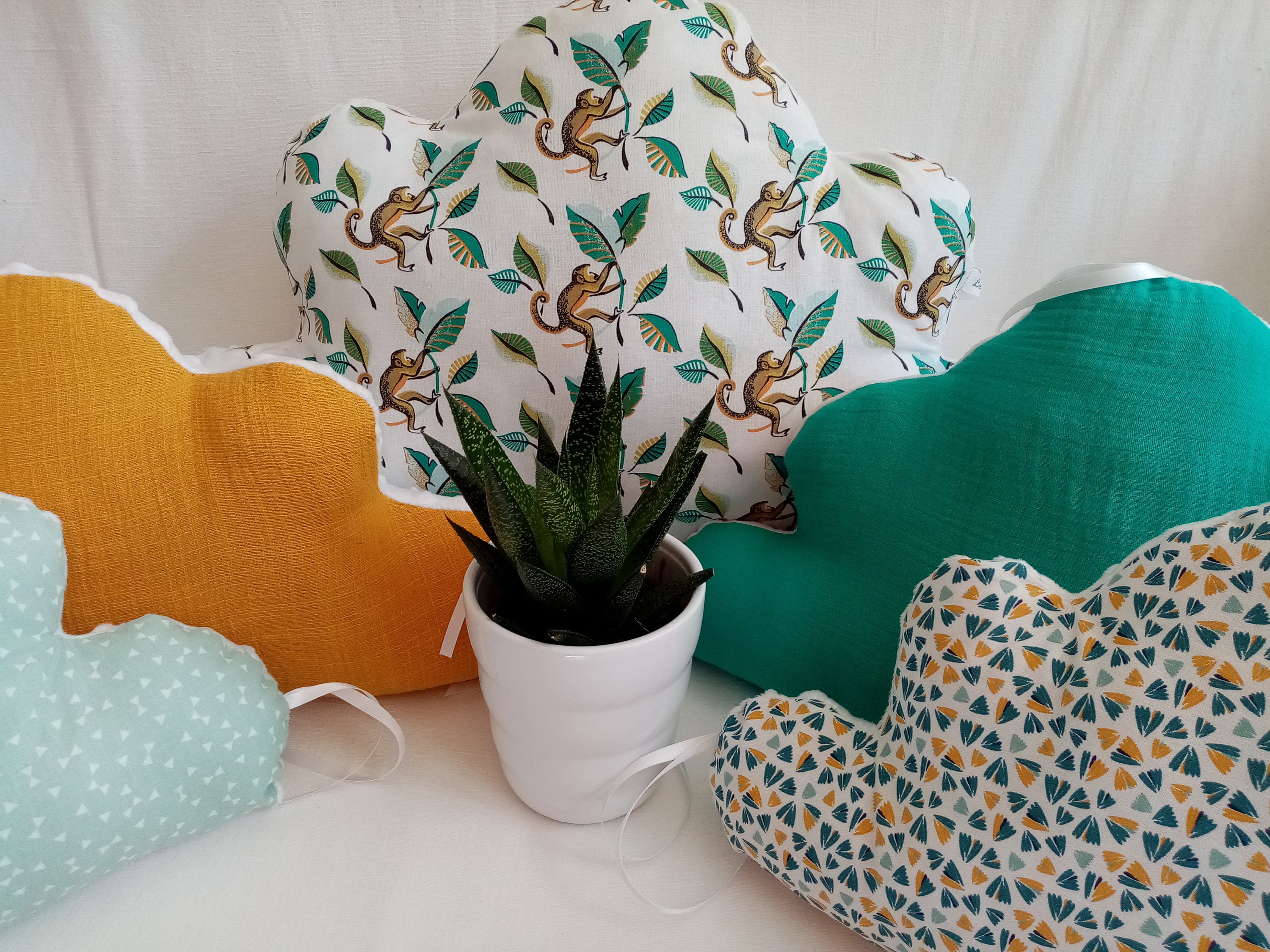 Tour De Lit Nuages Bebe Theme Jungle Et Singes Jaune Etsy