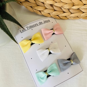 Barrette magique bébé même sans cheveux, barrette anti glisse, petit noeud girly UNI cheveux fins A l'unité idée cadeau naissance, Noël gris clair