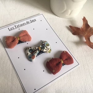 Lot 3 Magic barrettes, anti-slip barrettes, autumn double gauze bows, fine hair, girl birth gift, baby Christmas, magical Christmas photo 3