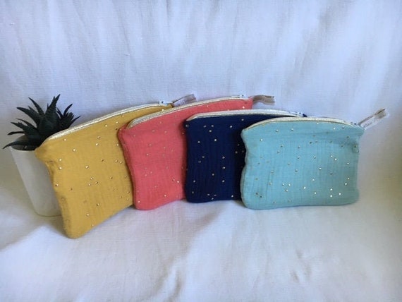 Trousse Maquillage Femme Pochette Plate Au Choix Double Gaze Etsy