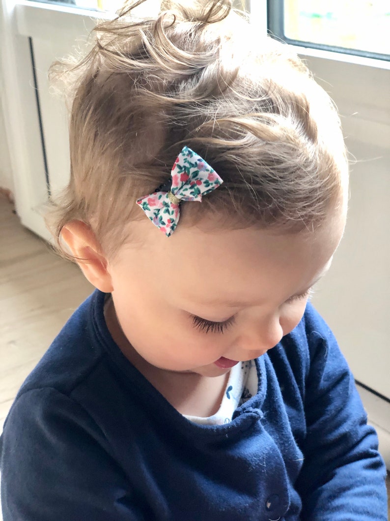 Baby magic barrette even without hair, anti-slip barrette, small girly bow for fine hair Individually birth, Christmas gift idea image 4