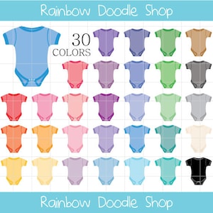 Onesie Clipart, Onesies Clip Art, Baby Clothes Clipart, Baby Clothes Digital, Colorful Onesies, Rainbow Rompers, Colorful Baby Rompers