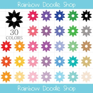 Flower Clipart, Flowers Clipart, Flowers Clip Art, Colorful Flowers Clipart, Flower Silhouette, Rainbow Flowers Clipart, Scrapbooking