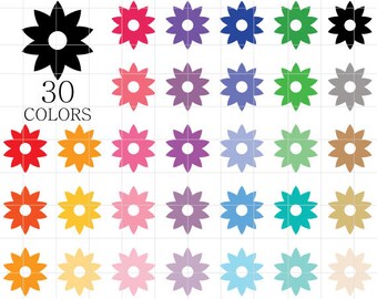 Flower Clipart, Flowers Clipart, Flowers Clip Art, Colorful Flowers Clipart, Flower Silhouette, Rainbow Flowers Clipart, Scrapbooking