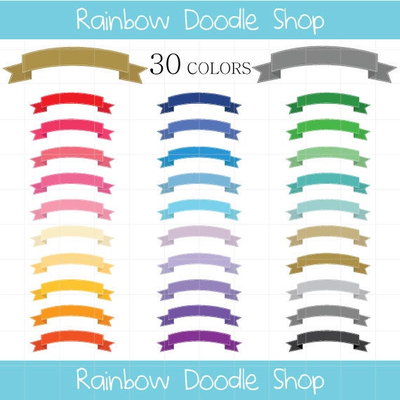 Stitched Ribbon Clipart Curved Ribbon Clip Art Stitched Etsy