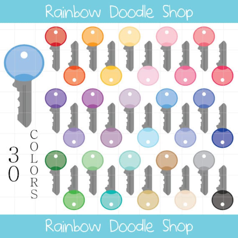 Key Clipart, House Keys, Colorful Keys Clip Art, House Clipart, Keys