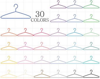 Hanger Clipart, Hangers Clip Art, Laundry Clipart, Wire Hangers Clipart, Colorful Hangers, Clothes Hanger Clipart, Rainbow Hangers