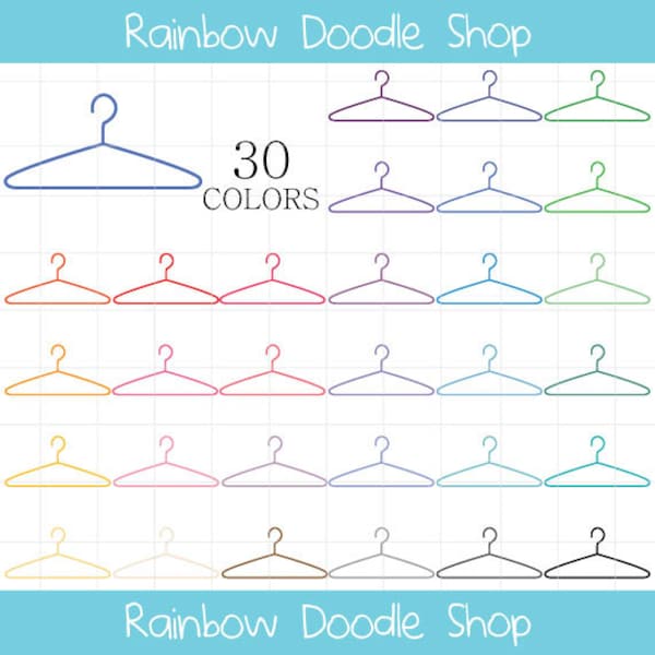 Hanger Clipart, Hangers Clip Art, Laundry Clipart, Wire Hangers Clipart, Colorful Hangers, Clothes Hanger Clipart, Rainbow Hangers