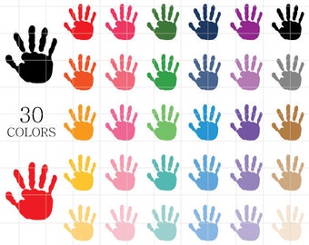 Painted Hand Prints Clipart, Handprints Clipart, Kids Hand Prints, Painted Hand Prints, Art and Craft Clipart, Colorful Hand Prints