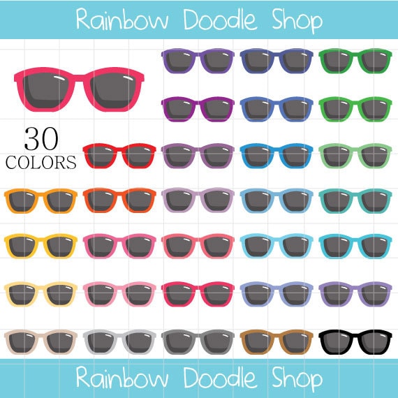Shades Clipart, Sunglasses Clipart, Sun Glasses Clip Art, Digital Shades, Digital Sunglasses, Colorful Sunnies, Rainbow Sunglasses