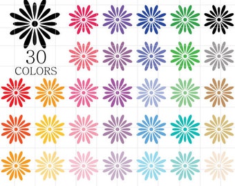 Blume Blumen Clipart, Blumen ClipArt, Clipart, bunten Blumen Clipart, Blume Silhouette, Regenbogen Blumen Clipart, Scrapbooking
