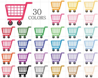Shopping Cart Clipart, Shopping Cart Clip Art, Shopping Cart Icon, Cart Icon Clipart, Colorful Shopping Carts, Rainbow Shopping Carts