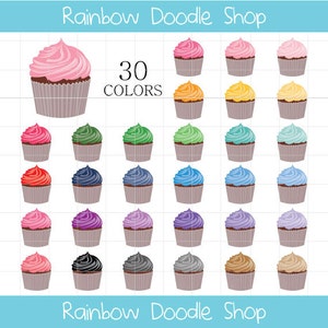 Cupcake Clipart, Cupcakes Clip Art, Colorful Cupcakes, Digital Cupcakes, Cupcakes Download, Cup Cake Clipart, Rainbow Cupcakes