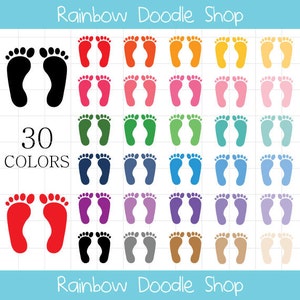 Footprints Clipart, Foot Prints Clipart, Digital Foot Prints, Footprints Digital Download, Colorful Footprints, Rainbow Footprints