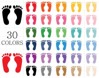 Footprints Clipart, Foot Prints Clipart, Digital Foot Prints, Footprints Digital Download, Colorful Footprints, Rainbow Footprints